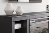 Cayberry Black 60" TV Stand with Electric Fireplace - Ornate Home