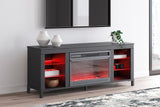 Cayberry Black 60" TV Stand with Electric Fireplace - Ornate Home