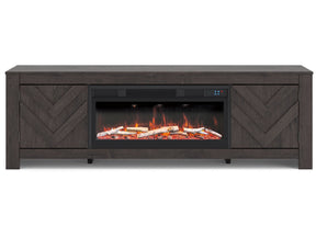 Cayboni Black 71" TV Stand with Electric Fireplace (Online Special Price) - Ornate Home