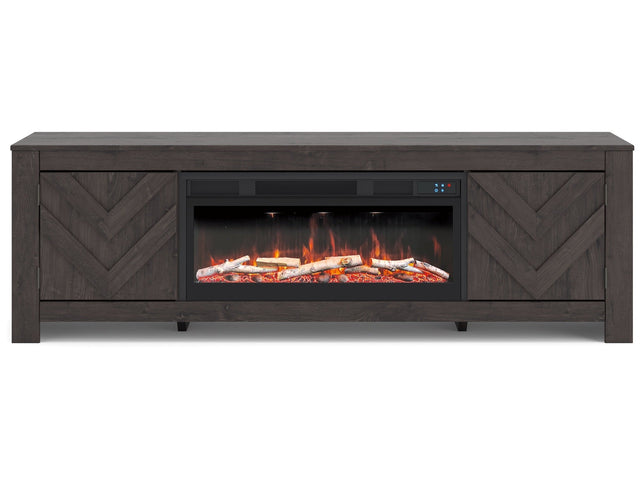 Cayboni Black 71" TV Stand with Electric Fireplace (Online Special Price) - Ornate Home