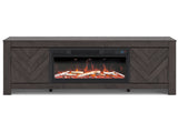 Cayboni Black 71" TV Stand with Electric Fireplace - Ornate Home