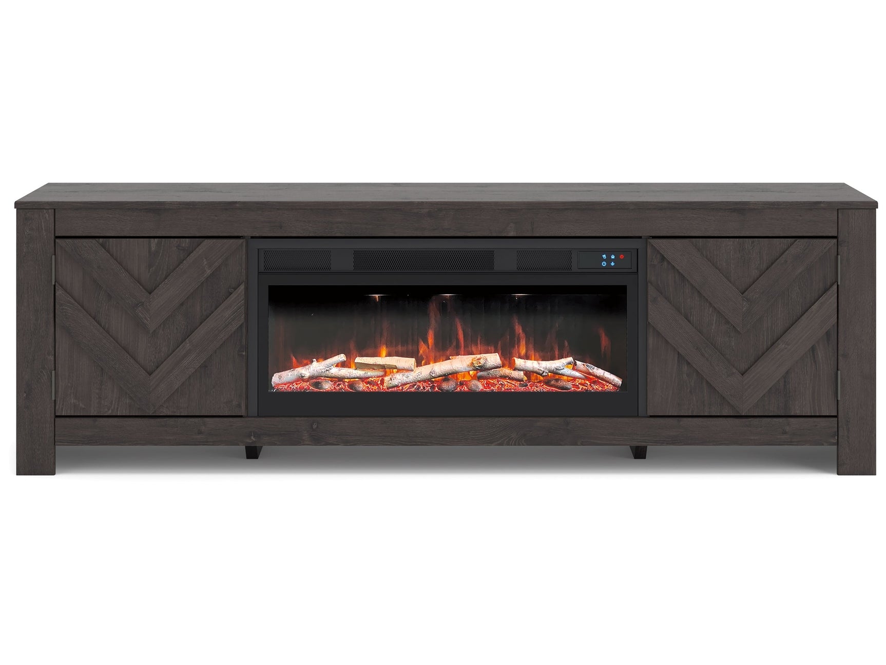 Cayboni Black 71" TV Stand with Electric Fireplace - Ornate Home