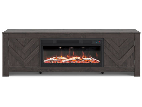 Cayboni Black 71" TV Stand with Electric Fireplace - Ornate Home