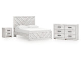 Cayboni Whitewash Queen Panel Bedroom Set with Dresser and Nightstand - Ornate Home