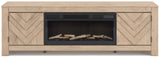 Cayboni Tan 71" TV Stand with Electric Fireplace (Online Special Price) - Ornate Home