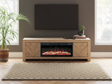 Cayboni Tan 71" TV Stand with Electric Fireplace - Ornate Home