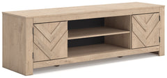 Cayboni Tan LG TV Stand w/Fireplace Option - Ornate Home