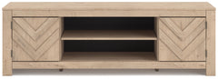 Cayboni Tan LG TV Stand w/Fireplace Option - Ornate Home