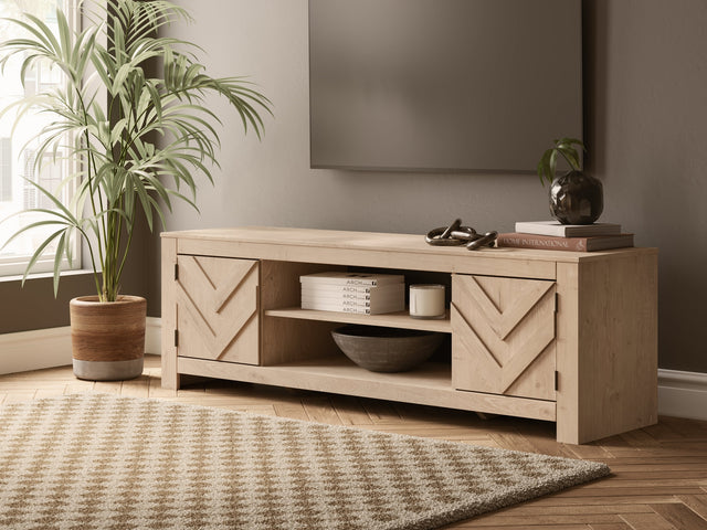 Cayboni Tan LG TV Stand w/Fireplace Option - Ornate Home