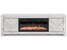 Cayboni Whitewash 71" TV Stand with Electric Fireplace (Online Special Price) - Ornate Home