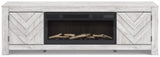 Cayboni Whitewash 71" TV Stand with Electric Fireplace (Online Special Price) - Ornate Home