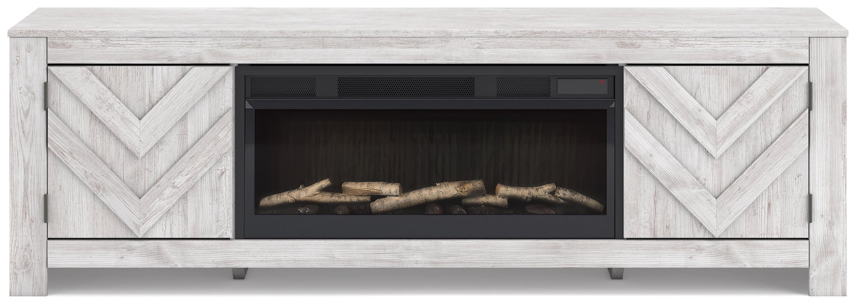 Cayboni Whitewash 71" TV Stand with Electric Fireplace (Online Special Price) - Ornate Home