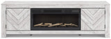 Cayboni Whitewash 71" TV Stand with Electric Fireplace - Ornate Home