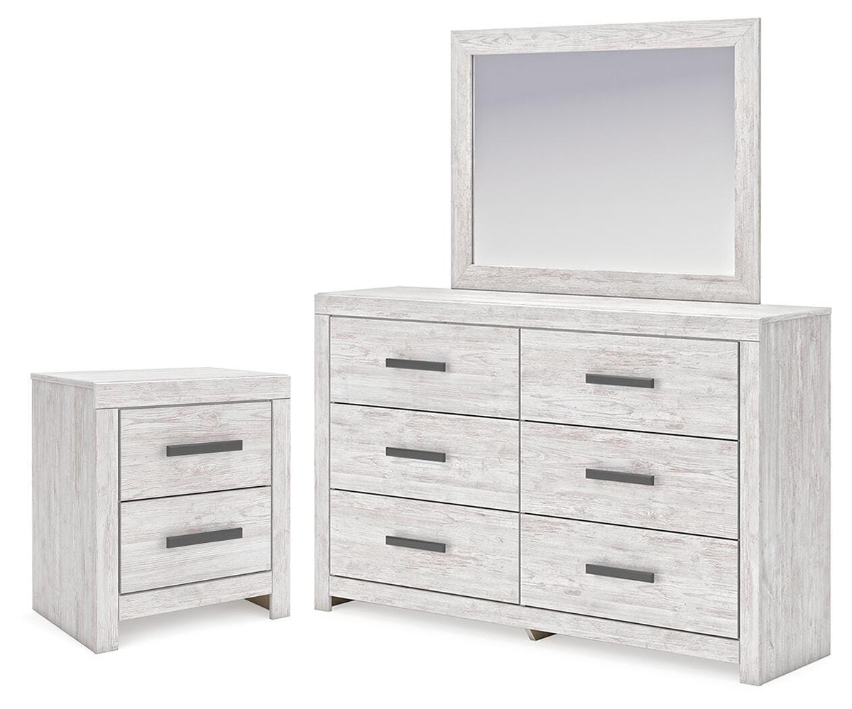 Cayboni Whitewash Dresser, Mirror and Nightstand - Ornate Home