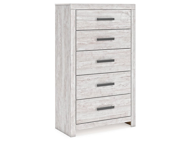 Cayboni Whitewash Five Drawer Chest (Online Special Price) - Ornate Home