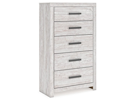 Cayboni Whitewash Five Drawer Chest - Ornate Home
