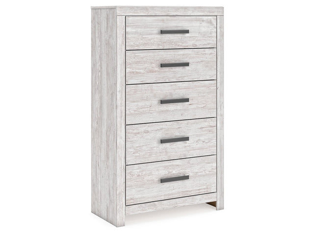 Cayboni Whitewash Five Drawer Chest - Ornate Home