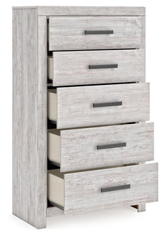 Cayboni Whitewash Five Drawer Chest - Ornate Home