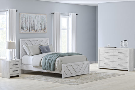 Cayboni Whitewash Full Panel Bed, Dresser and 2 Nightstands - Ornate Home
