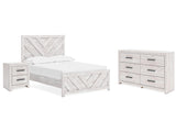 Cayboni Whitewash Full Panel Bed, Dresser and Nightstand - Ornate Home