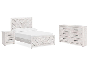 Cayboni Whitewash Full Panel Bed, Dresser and Nightstand - Ornate Home