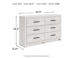 Cayboni Whitewash Full Panel Bed, Dresser and 2 Nightstands - Ornate Home