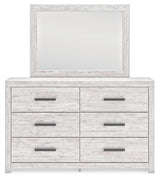 Cayboni Whitewash Full Panel Bedroom Set with Dresser, Mirror, Chest and 2 Nightstands - Ornate Home