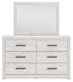 Cayboni Whitewash Full Panel Bedroom Set with Dresser, Mirror, Chest and 2 Nightstands - Ornate Home