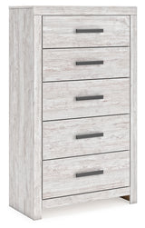 Cayboni Whitewash Full Panel Bedroom Set with Dresser, Mirror, Chest and 2 Nightstands - Ornate Home