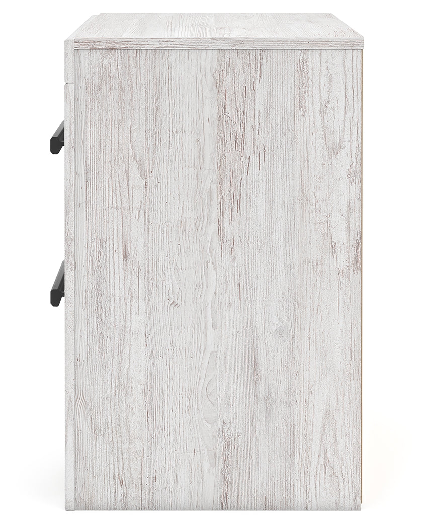 Cayboni Whitewash Full Panel Bedroom Set with Dresser, Mirror, Chest and 2 Nightstands - Ornate Home