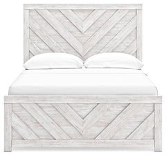 Cayboni Whitewash Full Panel Bedroom Set with Dresser, Mirror and Nightstand - Ornate Home