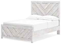 Cayboni Whitewash Full Panel Bedroom Set with Dresser, Mirror and Nightstand - Ornate Home