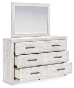 Cayboni Whitewash Full Panel Bedroom Set with Dresser, Mirror, Chest and Nightstand - Ornate Home