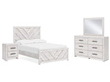 Cayboni Whitewash Full Panel Bedroom Set with Dresser, Mirror and Nightstand (Online Special Price) - Ornate Home