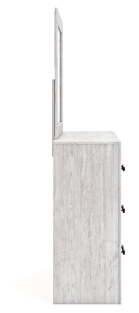 Cayboni Whitewash Full Panel Bedroom Set with Dresser, Mirror and Nightstand - Ornate Home