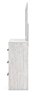 Cayboni Whitewash Full Panel Bedroom Set with Dresser, Mirror and Nightstand - Ornate Home