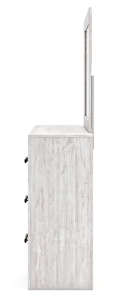 Cayboni Whitewash Full Panel Bedroom Set with Dresser, Mirror and Nightstand - Ornate Home