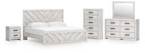 Cayboni Whitewash King Panel Bed, Dresser, Mirror, Chest and Nightstand (Online Special Price) - Ornate Home