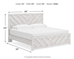 Cayboni Whitewash King Panel Bed, Dresser, Mirror, Chest and Nightstand - Ornate Home