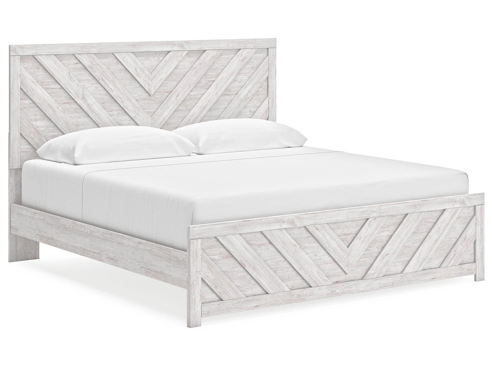 Cayboni Whitewash King Panel Bed - Ornate Home