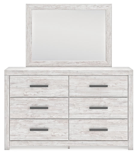 Cayboni Whitewash King Panel Bedroom Set with Dresser, Mirror, Chest and 2 Nightstands - Ornate Home