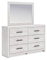 Cayboni Whitewash King Panel Bedroom Set with Dresser, Mirror, Chest and 2 Nightstands - Ornate Home