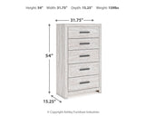 Cayboni Whitewash King Panel Bedroom Set with Dresser, Mirror, Chest and 2 Nightstands - Ornate Home