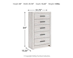 Cayboni Whitewash King Panel Bedroom Set with Dresser, Mirror, Chest and 2 Nightstands - Ornate Home
