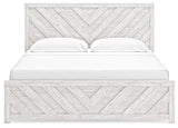 Cayboni Whitewash King Panel Bedroom Set with Dresser, Mirror, Chest and 2 Nightstands - Ornate Home