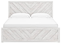 Cayboni Whitewash King Panel Bedroom Set with Dresser, Mirror, Chest and 2 Nightstands - Ornate Home