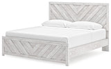 Cayboni Whitewash King Panel Bedroom Set with Dresser, Mirror, Chest and 2 Nightstands - Ornate Home
