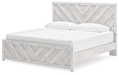 Cayboni Whitewash King Panel Bedroom Set with Dresser, Mirror, Chest and 2 Nightstands - Ornate Home