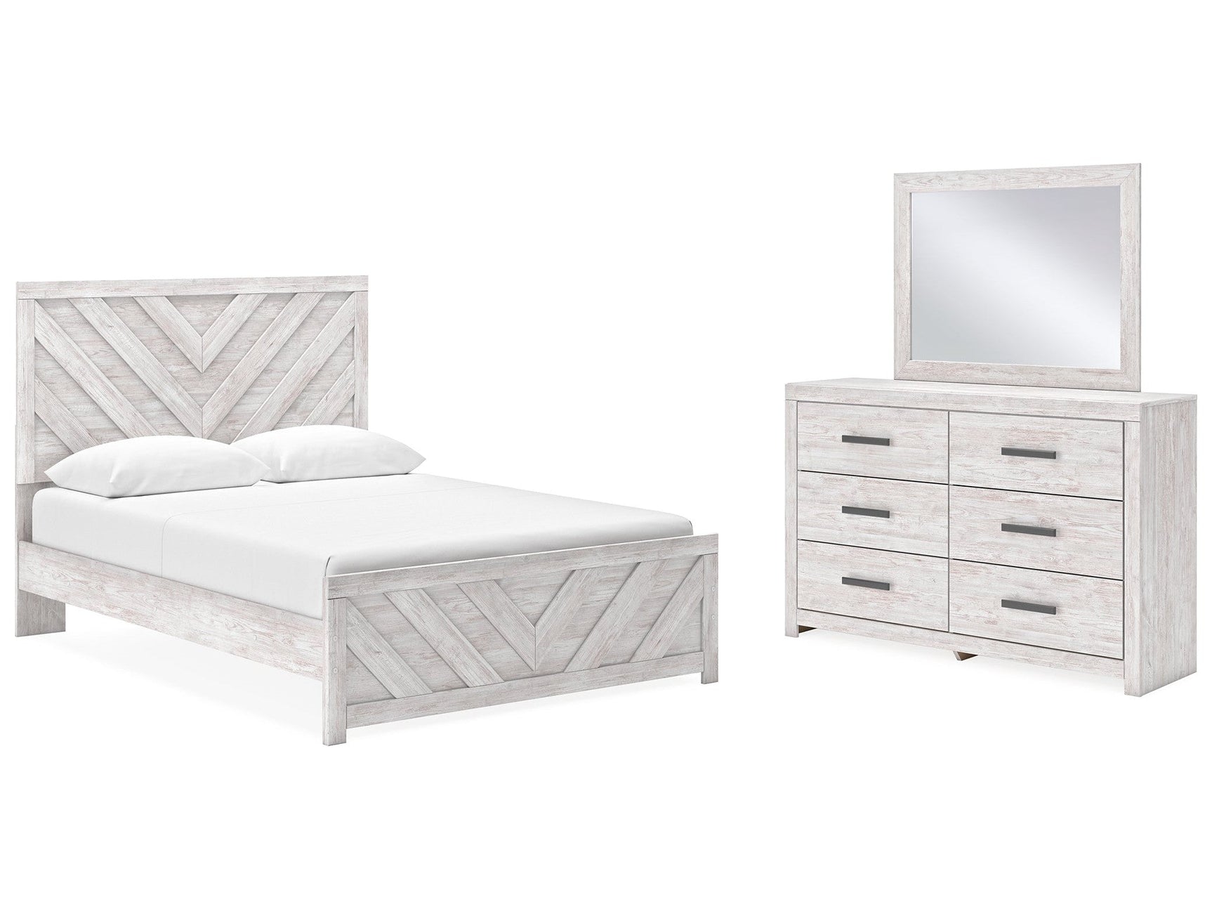 Cayboni Whitewash King Panel Bedroom Set with Dresser and Mirror (Online Special Price) - Ornate Home