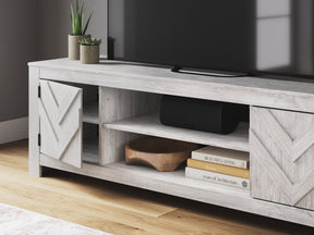 Cayboni Whitewash LG TV Stand w/Fireplace Option (Online Special Price) - Ornate Home
